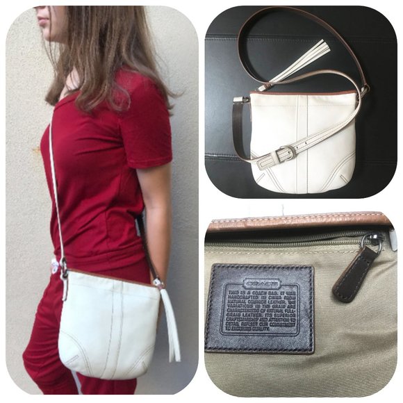 COACH WHITE LEATHER CROSSBODY BAG - Picture 1 of 9